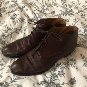 Brown leather ankle boots